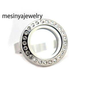 Planet Gates 8pcs US size 7 8 9 10 each 2 pcs  strong magnet genuine czech crystal 316L s.steel glass locket ring for floating charms