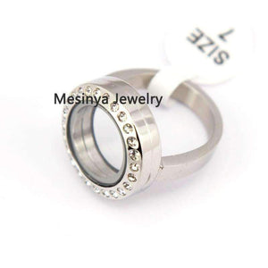 Planet Gates 8pcs US size 7 8 9 10 each 2 pcs  strong magnet genuine czech crystal 316L s.steel glass locket ring for floating charms