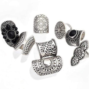 Planet Gates 8pcs Vintage Boho Jewelry Rings Mixed Lot Tibetan Silver Plated Ring 8pcs/Lot Bohemian Ring Women Vintage Jewelry