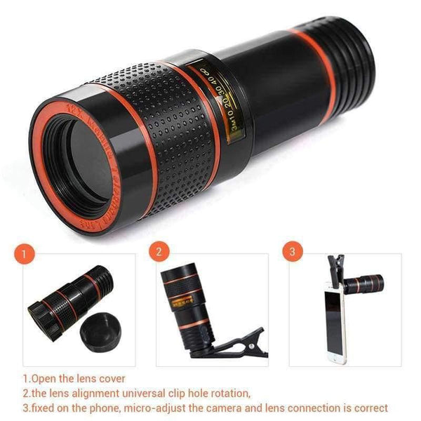 Planet Gates 8X Lens Universal Clip 8X 12X Zoom Cell Phone Telescope Lens Telephoto External Smartphone Camera Lens For iPhone Samsung Huawei
