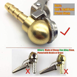 Planet Gates 8x28mm Hose Barb,Clip-On Ball Foot Air Chuck,Open (Flow Through) ,Brass Stem,Tire/Tyre Inflator Gauge Fitting,Tire Repair Tools
