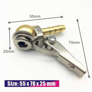 Planet Gates 8x28mm Hose Barb,Clip-On Ball Foot Air Chuck,Open (Flow Through) ,Brass Stem,Tire/Tyre Inflator Gauge Fitting,Tire Repair Tools