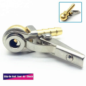 Planet Gates 8x28mm Hose Barb,Clip-On Ball Foot Air Chuck,Open (Flow Through) ,Brass Stem,Tire/Tyre Inflator Gauge Fitting,Tire Repair Tools