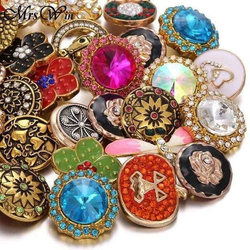 Planet Gates 9 10pcs/lot High Quality Snap Button Jewelry DIY Crystal Rhinestone Flower 18mm 20mm Metal Snap Buttons Fit Snap Bracelet Bangle