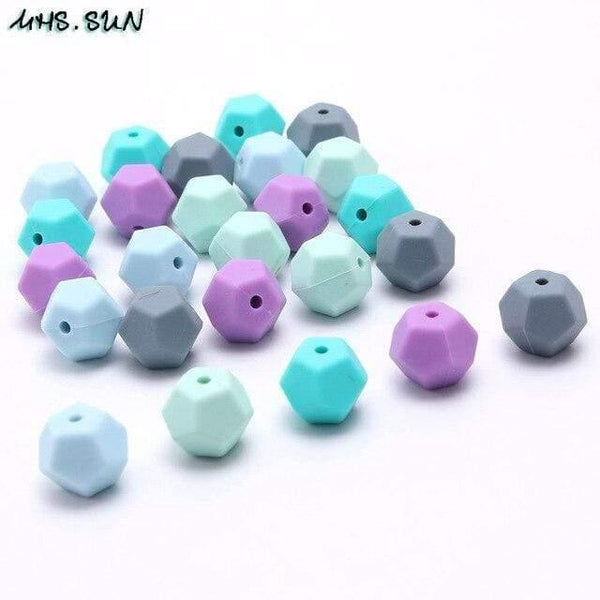 Planet Gates 9/15 mm 50 stk. farverige silikone pentagonperler til babyer, tyggetabletter, tandfrembrud, ammehalskæde, legetøj, gør-det-selv smykkefremstilling, 50 stk.