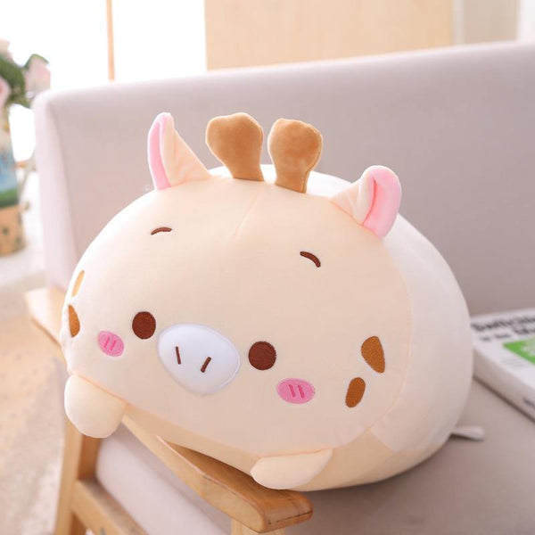 Kawaii 9 Styles Animal Cat Deer Hamster Elephant Plush Toy Soft Cartoon Panda Pig Bear Dinosaur Stuffed Doll Cartoon Pillow Gift