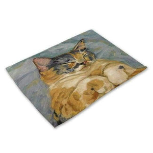 Designs Cartoon Cat Table Mats For Dining Table Mermaid King Bowl Tableware Pad Coaster Kitchen Accessories Retro - 9 / 42X32Cm