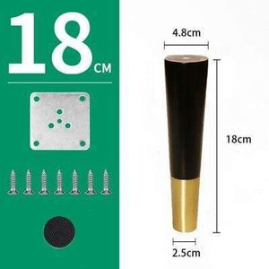 4pcs/lot Wood Legs TV Cabinet Support Sofa Legs Furniture Accessory Brass Gold Cups Solid Wooden Feet