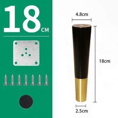4pcs/lot Wood Legs TV Cabinet Support Sofa Legs Furniture Accessory Brass Gold Cups Solid Wooden Feet