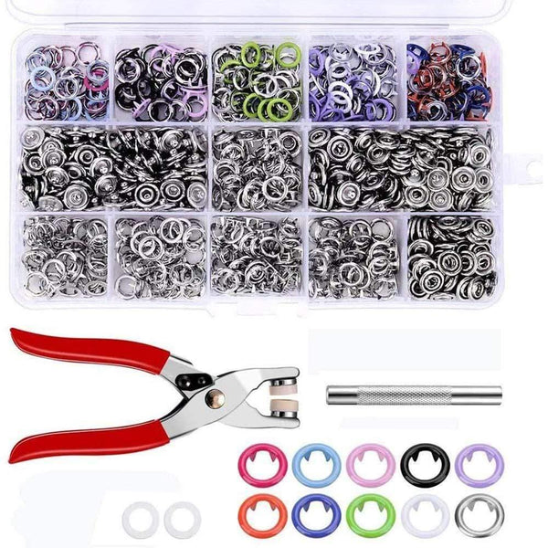Planet Gates 9.5mm 100/150/200 Sets 10 Colors Metal Sewing Buttons Prong Ring Press Studs Snap Fasteners+Clip Pliers,Fasteners For Clothing