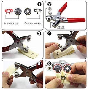 Planet Gates 9.5mm 100/150/200 Sets 10 Colors Metal Sewing Buttons Prong Ring Press Studs Snap Fasteners+Clip Pliers,Fasteners For Clothing