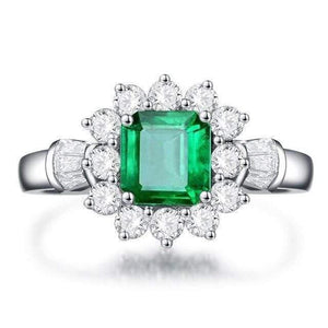 Planet Gates 9 / Emerald 925 Sterling Silver Emerald Gemstone Wedding Engagement Diamonds White Gold Ring Fine Jewelry Wholesale