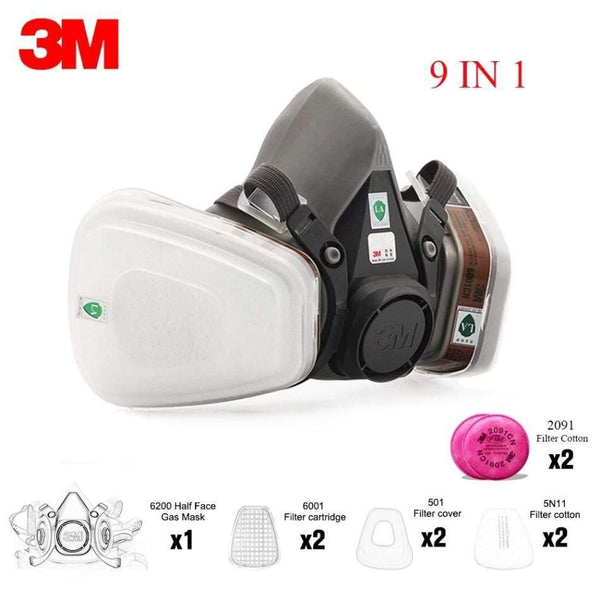 3M Mask 6200 19 In 1 PM2.5 Industrial Gas Mask Half Face Painting Spraying Respirator Safety Work Filter Dust Mask Dust Proof