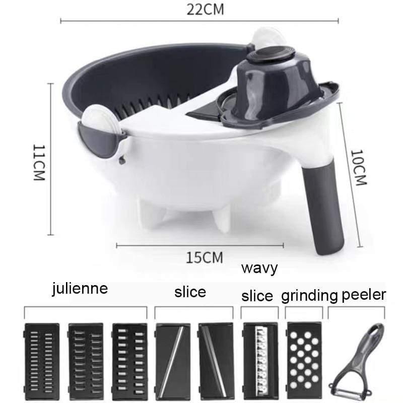 9 in 1 Mandoline Slicer Vegetable Cutter Drain Basket Manual Multifunctional Professional Grater Peeler Vegetable Kitchen Tool