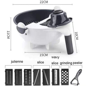 9 in 1 Mandoline Slicer Vegetable Cutter Drain Basket Manual Multifunctional Professional Grater Peeler Vegetable Kitchen Tool