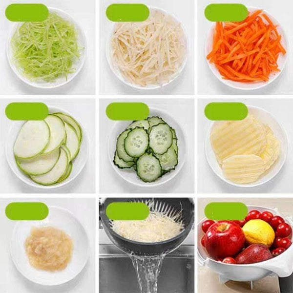 9 in 1 Mandoline Slicer Vegetable Cutter Drain Basket Manual Multifunctional Professional Grater Peeler Vegetable Kitchen Tool