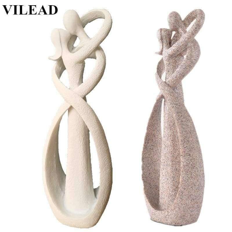 Planet Gates 9 Inch Sandstone White Kissing Lover Figurines Wedding Decoration Anniversary Souvenirs Vintage Home Decor Christmas Gift