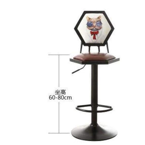 Iron Art Bar Chair. European-Style Bar Chair Lifting High Footstool. Household Backrest Stool. - 9