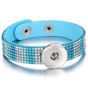 Planet Gates 9 Jewelry Rhinestone Leopard Leather 18mm Snap Button Bracelet Couple Punk Leather Bracelet Armband Snap Jewelry