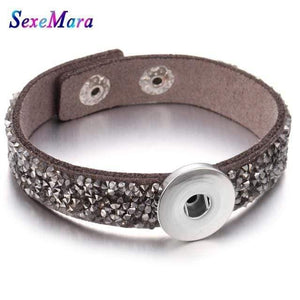 Planet Gates 9 Jewelry Wide Multilayer Crystal Rivet Leather Snap Bracelet 18mm Snap Button Bracelet DIY Buttons Jewelry For Women