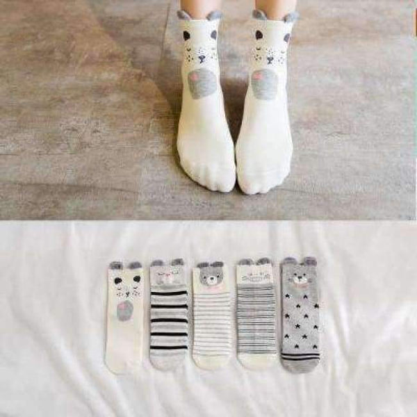 Planet Gates 9 / One Size 10PCS=5Pairs/lot Lovely Cartoon Women Horse Bear Rabbit Animal Socks Cotton Sox Women Girls Lady Female Socks Warm Candy Color