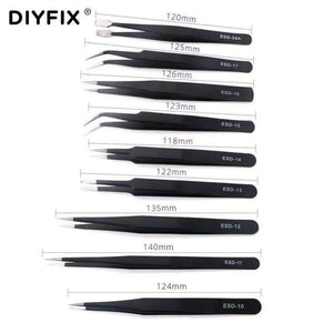 Planet Gates 9 Pcs ESD Stainless Steel Tweezers Set Precision Repair Tools Kit Anti Static for Electronics Phone Repairing BGA Work