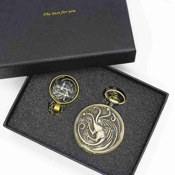 Planet Gates 9 Pocket Watch Men Quartz Fashion Necklace Pendant With Luxury Gift Box Set #120805