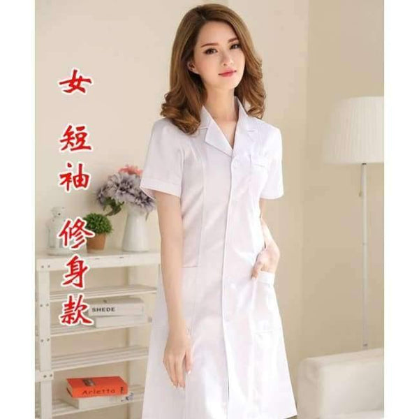 Planet Gates 9 / S Stylish and elegant Hospital nurse uniform Summer Short-sleeve Medical Clothing Beautician Pharmacy White coat