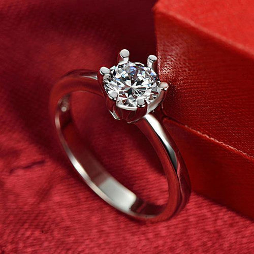 Planet Gates 9 / silver Simulated Diamond Ring Sterling Silver 925 Jewelry with Platinum Plated Diamond 1carat Rings for Women Gift RW070