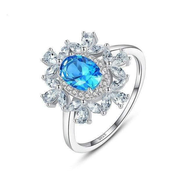 Planet Gates 9 / Sky Blue 925 Solid Sterling Silver Aquamarine Emerald Gemstone Wedding Engagement Diamonds Plant Ring Fine Jewelry Wholesale