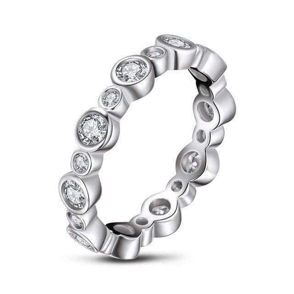 Planet Gates 9 / White 925 Sterling Silver Full Eternity Women Engagement Ring Simulated Diamond Princess Wedding Silver Rings Jewelry