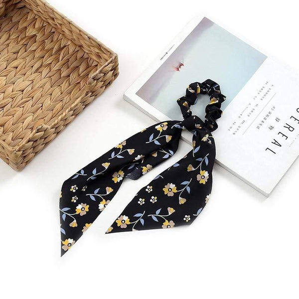 Women Streamers Scrunchies Polka Dot Floral Print Elastic Bow Hair Rope Girl Hair Ties Korean Sweet Hair Accessories Headwear