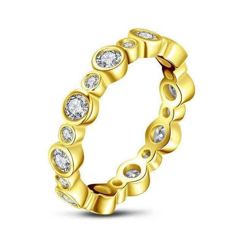 Planet Gates 9 / Yellow 925 Sterling Silver Full Eternity Women Engagement Ring Simulated Diamond Princess Wedding Silver Rings Jewelry