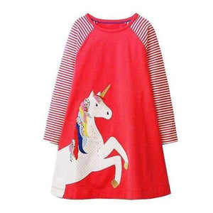 Planet Gates 90 / 2T Girls Dress with Animal Applique Long Sleeve Princess Dress Children Costume Robe Fille Kids Party Dresses Baby Girl Clothes