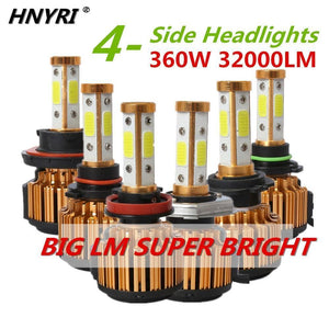 Planet Gates 9005/HB3 360W 32000LM 4-Side COB Hi/Lo Beam Car Light LED Headlight H11 H7 H4 9005 HB3 9006 HB4 9007 H13 Canbus Light Bulb for Audi