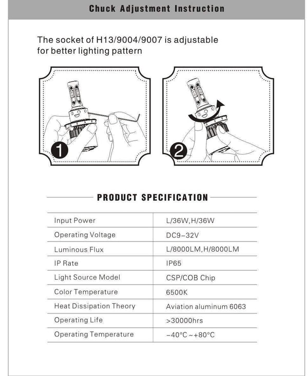 Planet Gates 9006/HB4 LED H7 H4 H11 Bulb H1 H3 HB4 9006 HB3 9005 H13 LED Headlight Kit 72W 8000lm 6500K LED Lamp Auto H 7 11 LED Car Light 12v