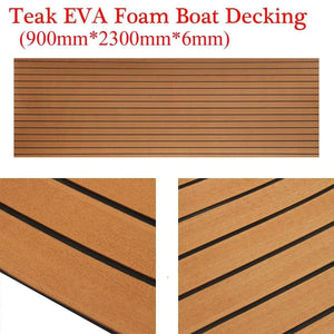 900x2300x6mm Self-Adhesive EVA Foam Teak Brown With Black Line Faux Teak Boat Decking Sheet - Planet Gates