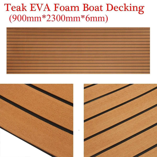 900x2300x6mm Self-Adhesive EVA Foam Teak Brown With Black Line Faux Teak Boat Decking Sheet - Planet Gates