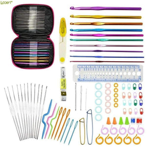 Planet Gates 90pcs Crochet Hooks Set Aluminum Knitting Needles Yarn Craft Kit Knitting Accessories with Pink Case For Women Gift