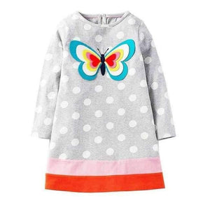 Planet Gates 91 / 2T Girls Dress with Animal Applique Long Sleeve Princess Dress Children Costume Robe Fille Kids Party Dresses Baby Girl Clothes