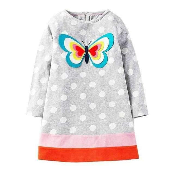 Planet Gates 91 / 2T Girls Dress with Animal Applique Long Sleeve Princess Dress Children Costume Robe Fille Kids Party Dresses Baby Girl Clothes