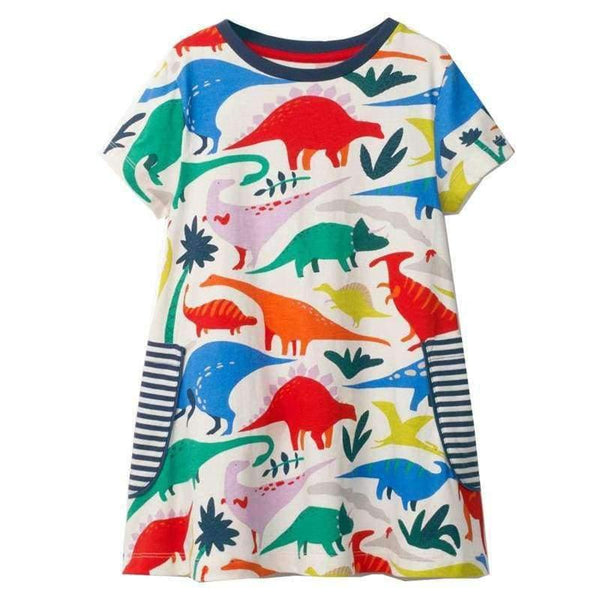 Planet Gates 92 / 2T Animal Dinosaur Unicorn Party Baby Girls Dress Children Clothing Vestidos Kids Summer Dresses for Girls Clothes