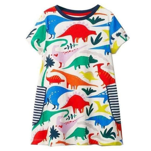 Planet Gates 92 / 2T Animal Dinosaur Unicorn Party Baby Girls Dress Children Clothing Vestidos Kids Summer Dresses for Girls Clothes