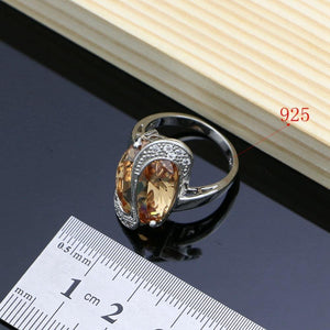 Planet Gates 925 Bridal Jewelry Champagne Zircon Jewelry Sets For Women Earrings/Pendant/Rings/Bracelet/Necklace Set