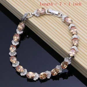 Planet Gates 925 Bridal Jewelry Champagne Zircon Jewelry Sets For Women Earrings/Pendant/Rings/Bracelet/Necklace Set