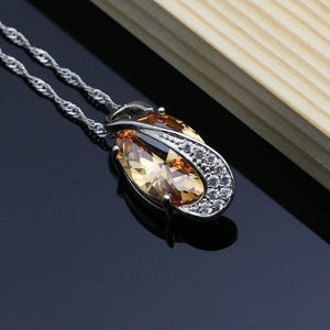 Planet Gates 925 Bridal Jewelry Champagne Zircon Jewelry Sets For Women Earrings/Pendant/Rings/Bracelet/Necklace Set