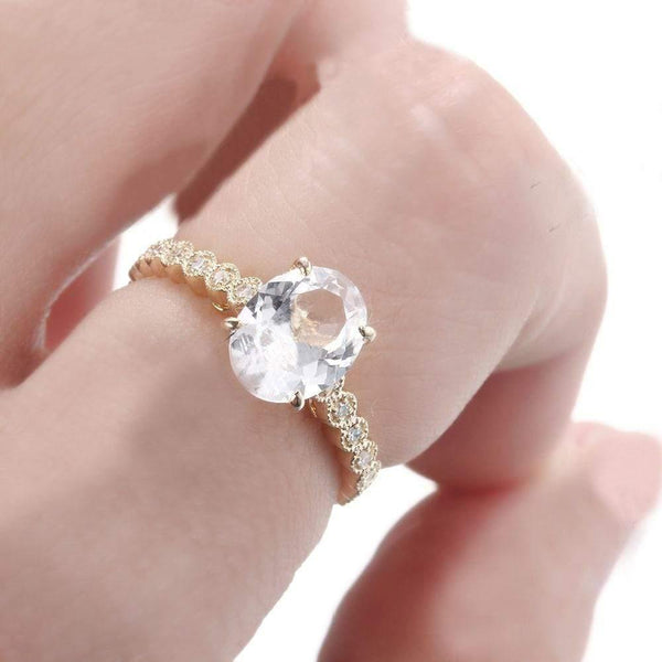 Planet Gates 925 Certified Oval Cut 9x7mm 2.16ct 100% Genuine White Topaz Real Diamonds Gemstone Engagement Ring Fine Jewelry