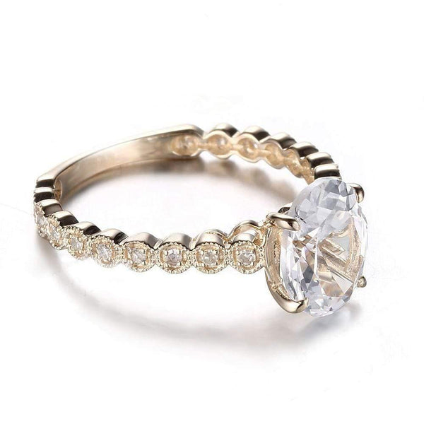 Planet Gates 925 Certified Oval Cut 9x7mm 2.16ct 100% Genuine White Topaz Real Diamonds Gemstone Engagement Ring Fine Jewelry