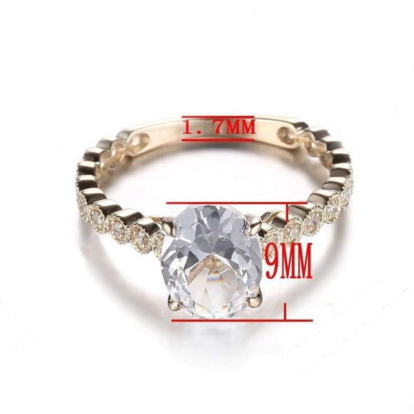 Planet Gates 925 Certified Oval Cut 9x7mm 2.16ct 100% Genuine White Topaz Real Diamonds Gemstone Engagement Ring Fine Jewelry