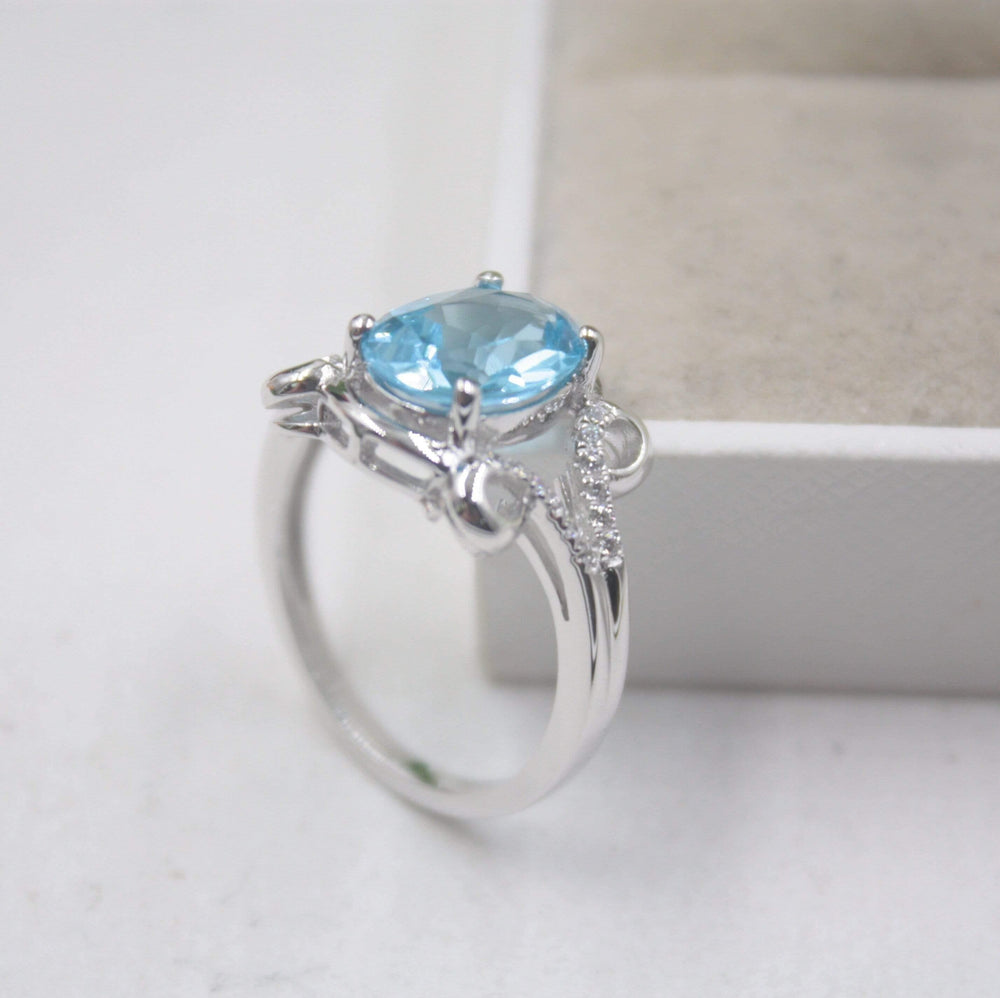 Planet Gates 925 Fine Sterling Silver Ring Women’s 13mm Topaz Round Ring Elegant Beauty Zircon Ring US 6-7